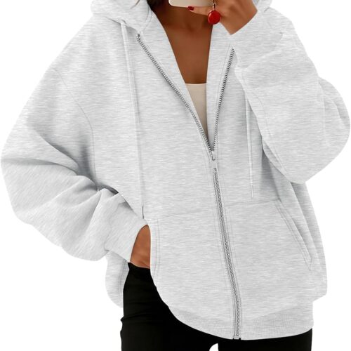 Womens Zip Up Hoodies Oversized Sweatshirt