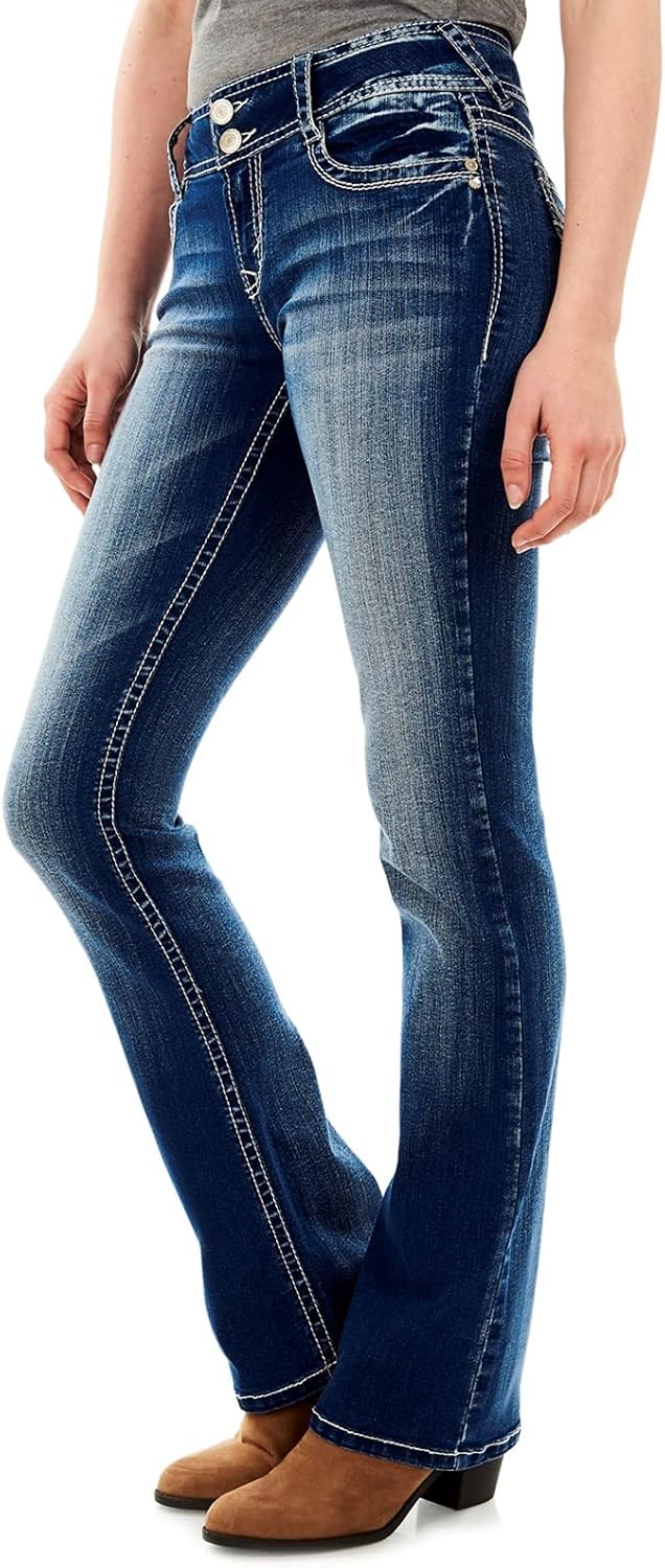 Curvy Bootcut Jeans for Women, Mid-Rise Insta Stretch Denim, Size-Inclusive Juniors Jeans