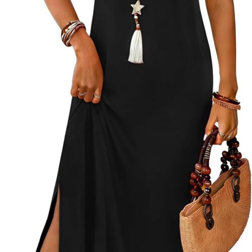 Maxi Dress Summer Dresses Beach Vacation Clothes Sleeveless Sundresses with Pockets Boho S-3XL