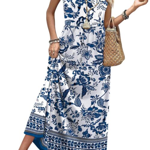 Summer Dresses for Women  Maxi Dresses Long Flowy A Line Sleeveless Sundresses with Pockets